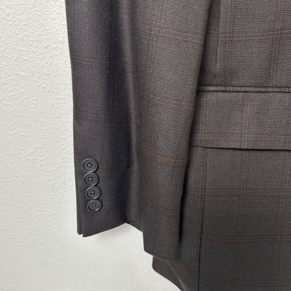 JoS A Bank Blazer Sport Coat Gordon Mens 44 Reg Brown Plaid Silk Wool Two Button - Picture 4 of 15